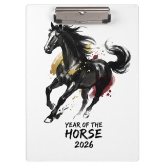 Chinees Nieuwjaar 2026 Paard Kunst Klembord