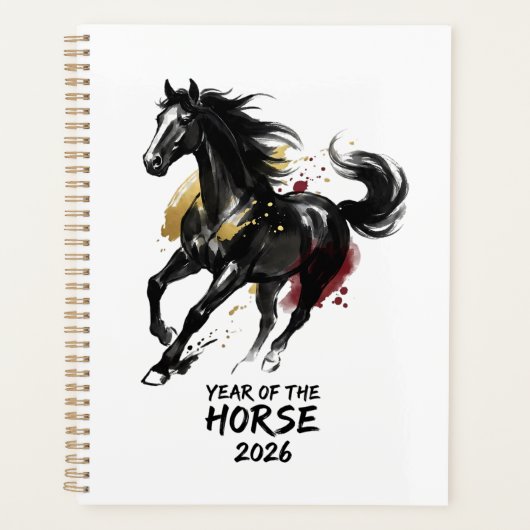 Chinees Nieuwjaar 2026 Paard Kunst Planner (Voorkant)