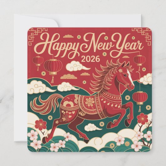 Chinees Nieuwjaar 2026 Rode Vuurpaard  (Voorkant)