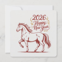 Chinees Nieuwjaar 2026 Rode Vuurpaard Kaart