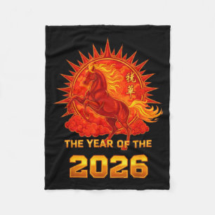Chinees Nieuwjaar 2026 van het Vuur Paard Mannen V Fleece Deken