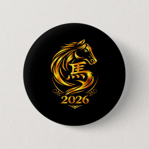 Chinees nieuwjaar 2026 vuurpaard ronde button 5,7 cm