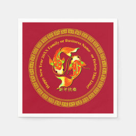 Chinees nieuwjaar 20xx Naam Koi Carp Fish toevoege Servet