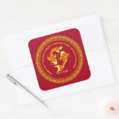 Chinees nieuwjaar 20xx Naam Koi Carp Fish toevoege Vierkante Sticker (Envelop)