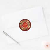 Chinees nieuwjaar 20XX voeg de NaamTekst Rode Bloe Ronde Sticker (Envelop)