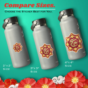 Chinees Nieuwjaar Acht Lucky Golden Flowers Dragon Sticker