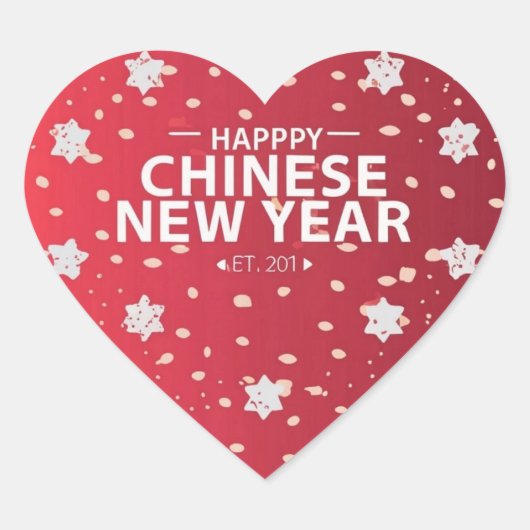 Chinees Nieuwjaar cadeau Hart Sticker (Voorkant)