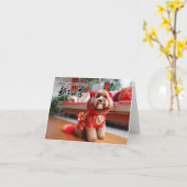 Chinees Nieuwjaar Cavoodle Kaart (Gele Bloem)