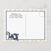 Chinees Nieuwjaar Dieren Zodiac Minimal Blue Gold Feestdagenkaart (Achterkant)