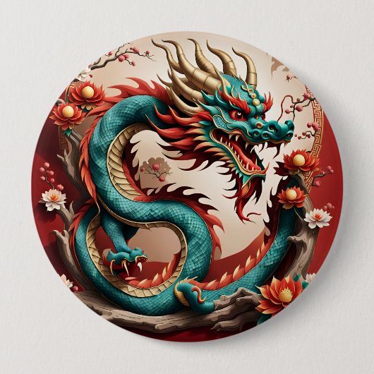 Chinees Nieuwjaar Dragon 2024 But01 Ronde Button 4,0 Cm (Voorkant)