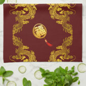 Chinees Nieuwjaar Dragon 2024 Fu Luck KT Theedoek (Gevouwen)