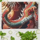 Chinees Nieuwjaar Dragon 2024 KitchT03 Theedoek (Gevouwen)