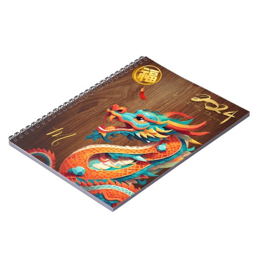 Chinees Nieuwjaar Dragon 2024 Monogram N Notitieboek (Linkerzijde)
