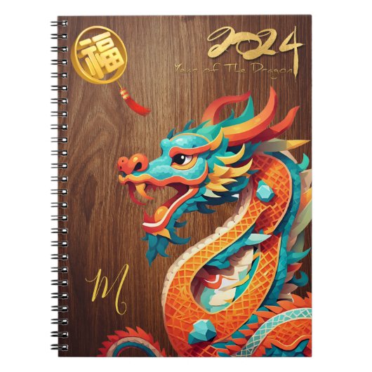 Chinees Nieuwjaar Dragon 2024 Monogram N Notitieboek (Voorkant)
