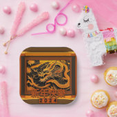 Chinees Nieuwjaar Dragon 2024 PPP01 Papieren Bordje (Feest)