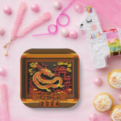 Chinees Nieuwjaar Dragon 2024 PPP02 Papieren Bordje (Feest)