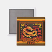 Chinees Nieuwjaar Dragon 2024 SqM02 Magneet (Voorkant / Achterkant)