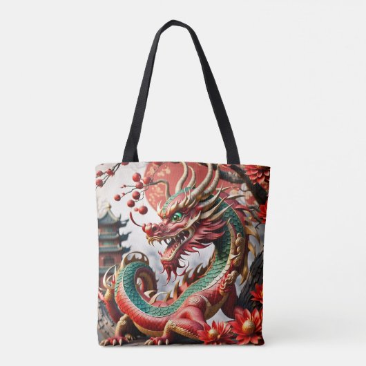 Chinees Nieuwjaar Dragon 2024 TB02 Canvas tas (Achterkant)