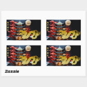 Chinees Nieuwjaar Dragon 2024 Temple RecS Rechthoekige Sticker (Vel)