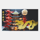 Chinees Nieuwjaar Dragon 2024 Temple RecS Rechthoekige Sticker (Voorkant)
