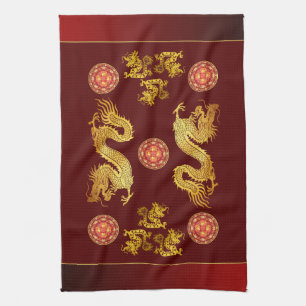 Chinees Nieuwjaar Dragon 2024 versierd KT Theedoek