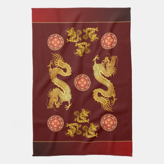 Chinees Nieuwjaar Dragon 2024 versierd KT Theedoek (Verticaal)