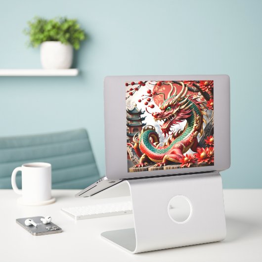 Chinees Nieuwjaar Dragon 2024 VST02 Sticker (Laptop op bureau)
