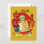 Chinees Nieuwjaar Dragon Cartoon Briefkaart (Voorkant / Achterkant)