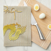 Chinees Nieuwjaar Dragon goud papier gesneden Zodi Theedoek (Quarter Fold)