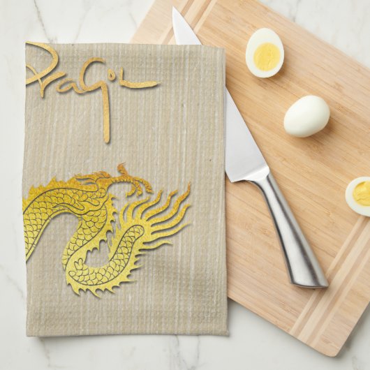 Chinees Nieuwjaar Dragon goud papier gesneden Zodi Theedoek (Quarter Fold)
