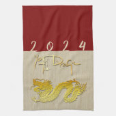 Chinees Nieuwjaar Dragon goud papier gesneden Zodi Theedoek (Verticaal)