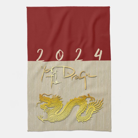 Chinees Nieuwjaar Dragon goud papier gesneden Zodi Theedoek (Verticaal)