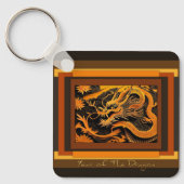 Chinees Nieuwjaar Dragon Monogram SQk01 Sleutelhanger (Voorkant)