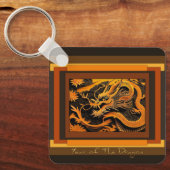 Chinees Nieuwjaar Dragon Monogram SQk01 Sleutelhanger (Voorkant)