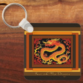Chinees Nieuwjaar Dragon Monogram SQk03 Sleutelhanger (Voorkant)