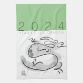 Chinees Nieuwjaar Dragon Origineel Schilderij KT2 Theedoek (Verticaal)