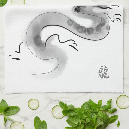 Chinees Nieuwjaar Dragon Origineel Schilderij KT Theedoek (Gevouwen)