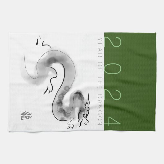 Chinees Nieuwjaar Dragon Origineel Schilderij KT Theedoek (Horizontaal)