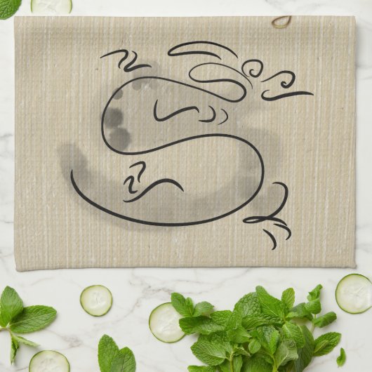 Chinees Nieuwjaar Dragon Origineel schilderij Zodi Theedoek (Gevouwen)