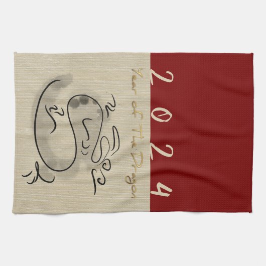 Chinees Nieuwjaar Dragon Origineel schilderij Zodi Theedoek (Horizontaal)