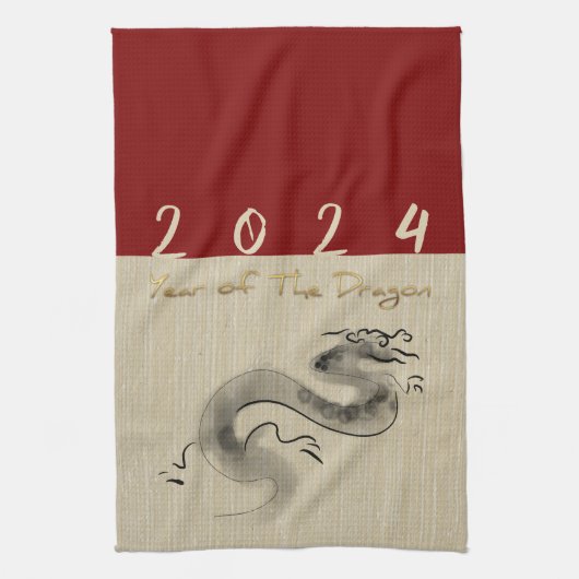 Chinees Nieuwjaar Dragon Origineel schilderij Zodi Theedoek (Verticaal)