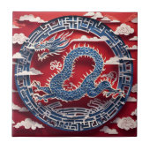Chinees Nieuwjaar Dragon Paper-cut 2024 CerT2 Tegeltje (Voorkant)