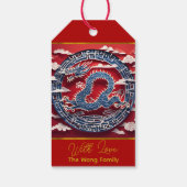 Chinees Nieuwjaar Dragon Paper-cut 2024 personalGT Cadeaulabel (Achterkant)