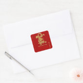 Chinees Nieuwjaar Dragon Paper-Cut Kies kleur SQ Vierkante Sticker (Envelop)