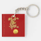 Chinees Nieuwjaar Dragon Paper-cut Monogram AK Sleutelhanger (Achterkant)
