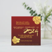 Chinees Nieuwjaar Dragon papier gesneden 2024 Gold Kaart (Staand voorkant)