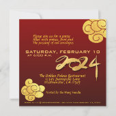 Chinees Nieuwjaar Dragon papier gesneden 2024 Gold Kaart (Voorkant)