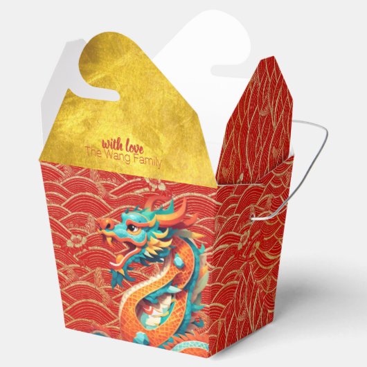 Chinees Nieuwjaar Dragon versierd patroon TOFB Bedankdoosjes (Geopend)