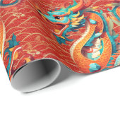 Chinees Nieuwjaar Dragon versierd patroon WP Cadeaupapier (Rol Hoek)