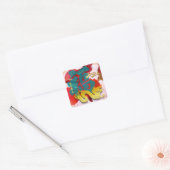 Chinees Nieuwjaar Dragon waterverven FU 2024 SqS Vierkante Sticker (Envelop)